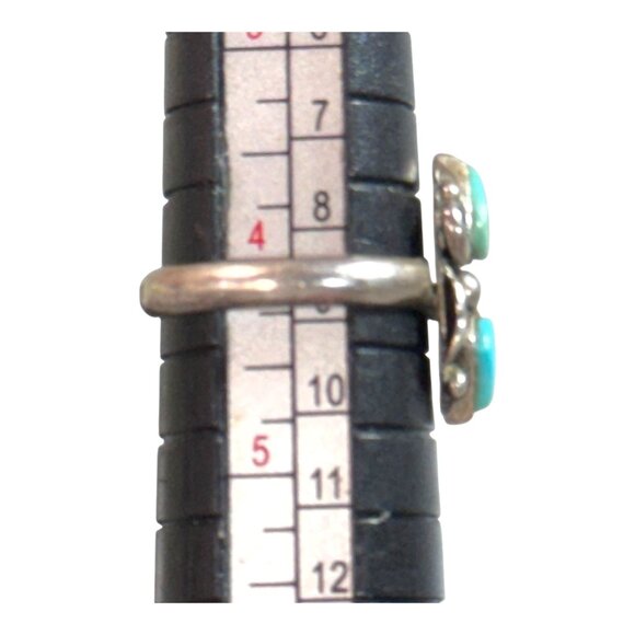 Vintage Sterling Silver Navajo Ring Turquoise Size 4 Handcrafted Native American - Picture 5 of 15